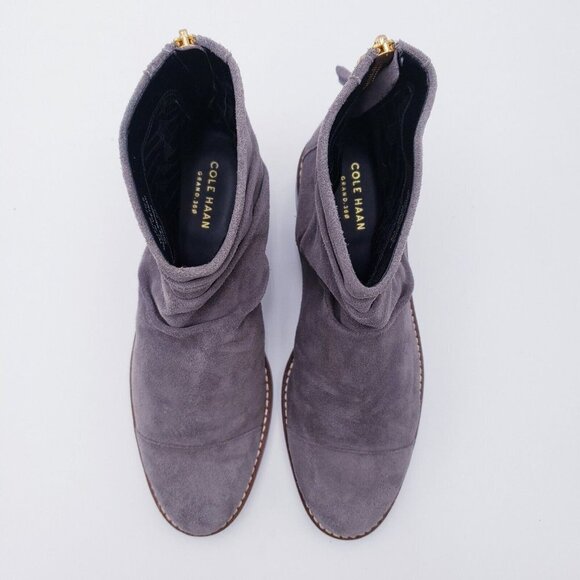 Cole Haan Riona Grand Back Zip Bootie Slouch Ankle Boot Gray Suede Women's 7.5 - Picture 6 of 11